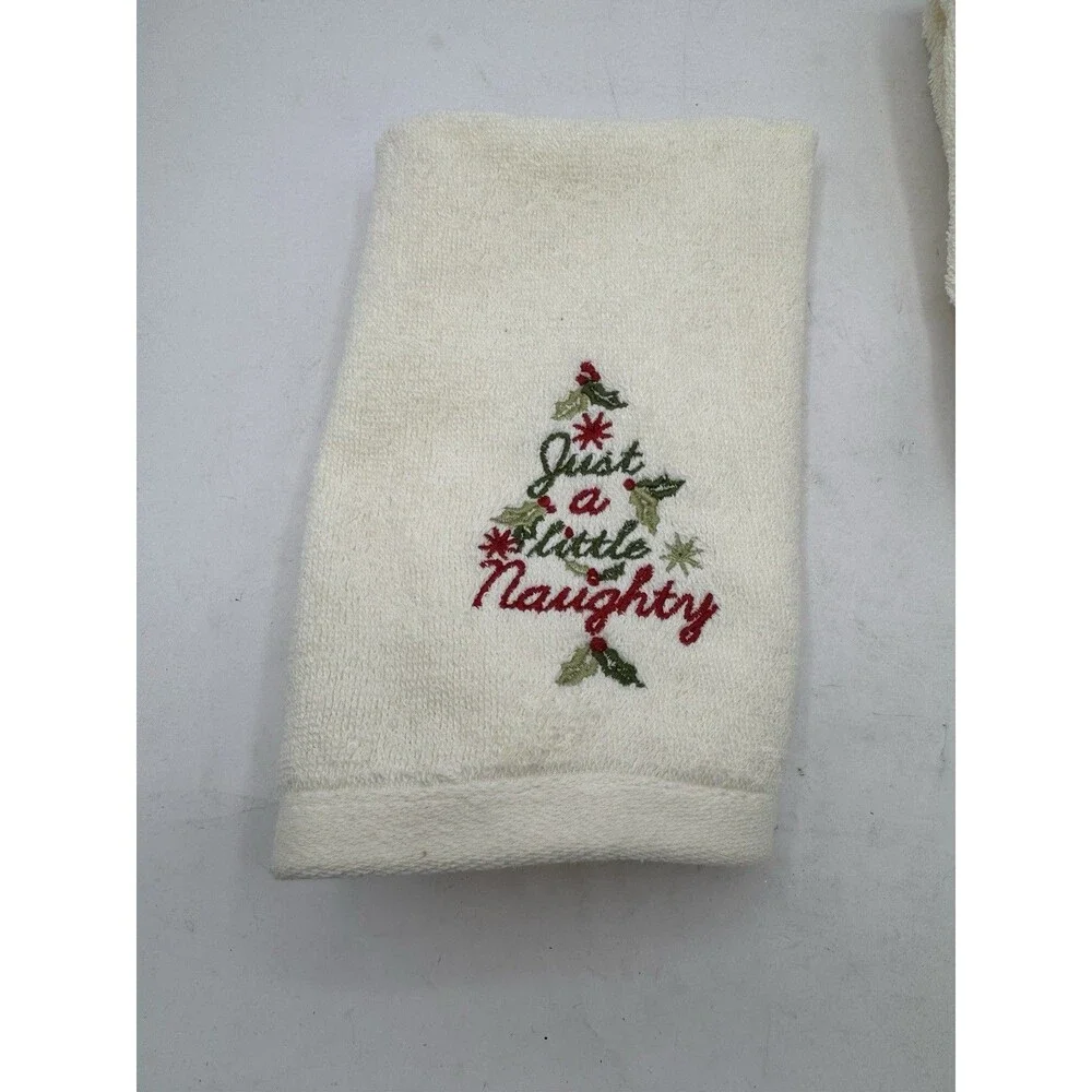 Just A Little Naughty Christmas Tree Seasonal Hand Towels Charmont Collection